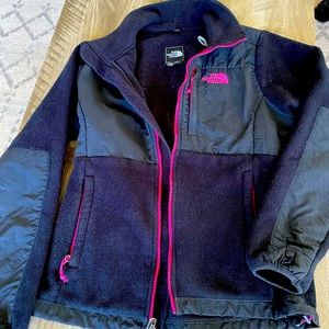Black NorthFace Fleece Jacket with pink accents